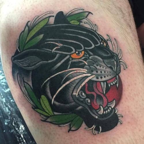 Black panther tattoo cover up located on the inner